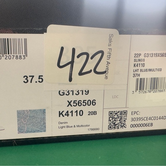 Chanel Denim light blue Shoes 22S Slingback Flat with Colorful Logos 37.5- 7.5 - Picture 8 of 8